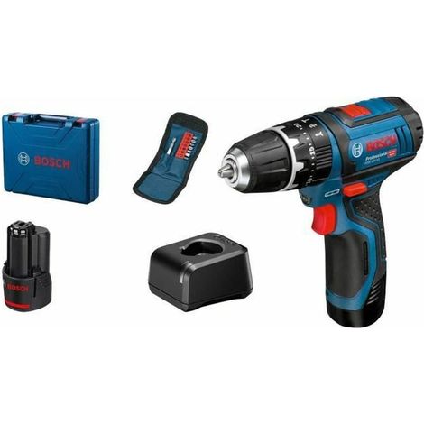 Bosch Professional 12V System Trapano Avvitatore Con percussione Gsb 12V-15 (Incl. 2 Batt. 2.0 Ah + Caricabatteria, Set di Bit da 10 Pezzi, in Valigetta Professionale) (1/5)