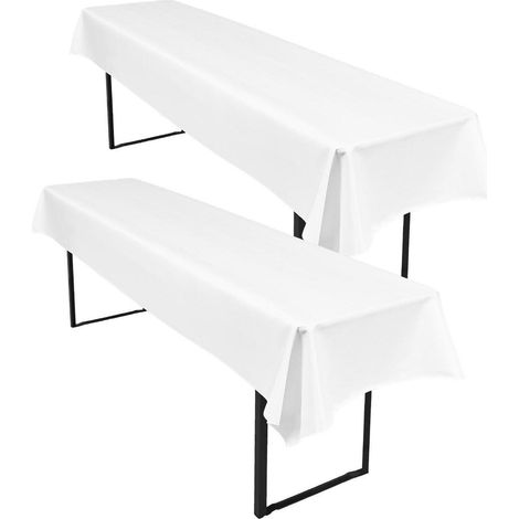 Lot de 2 nappes de table de bière 250x100cm Blanc Imperméable Brossé