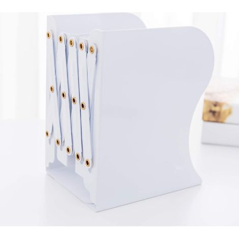 Bookend - Adjustable Expandable Desktop Book Shelf - For Books Files Binders - White - 1 Piece (1/5)