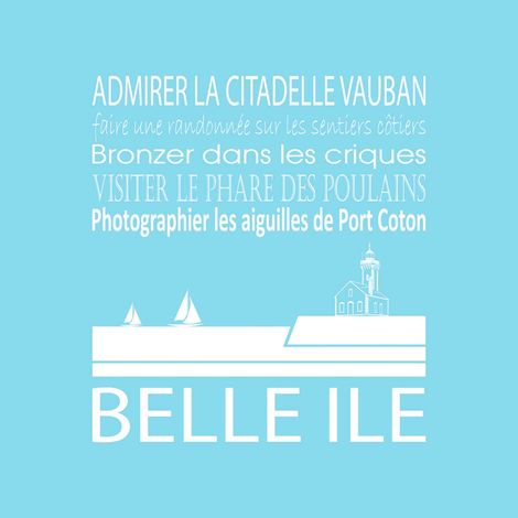 Tableau sur toile belle-île bleu clair 30x30 cm - Impression sur Toile Murale Décorative - Image imprimée en HD sur Toile - Toile sur Châssis en Bois FSC - Fabriqué en France (1/4)
