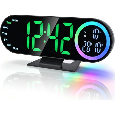 Geeignet für Erwachsene, Kinder und Senioren sowie für Teenager (Gemüse), 2 Alarmspiegel und 3 Helligkeitsstufen. Großes LED-Display für neben dem Bett. (1/5)
