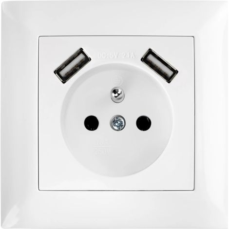 Toolight Single Grounded Socket With Frame + 2x Usb-a Oste Jnh003-g White (1/5)