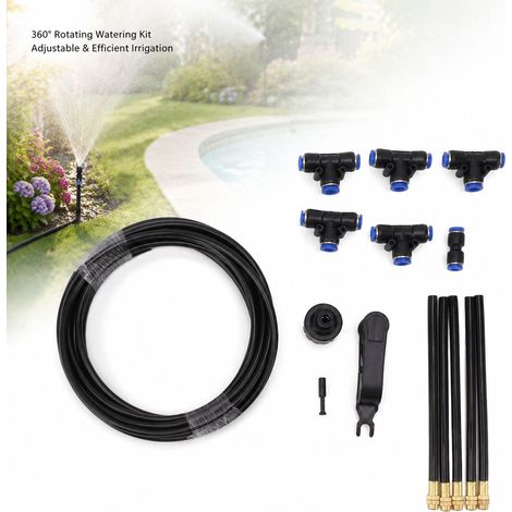 Kit Goutte-à-Goutte - 360° Ajustable - Tuyau PE 5mm - 5 Buses Laiton Universelles pour Jardin, Serre et Pelouse (1/5)
