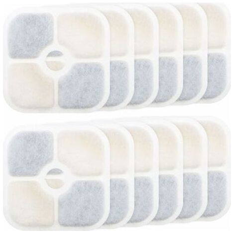 – Lot de 12 filtres de remplacement pour fontaine à eau pour chat – Compatible Catit PIXI 43717 – Charbon actif et coton filtrant – 8,4x8,4 cm (1/5)