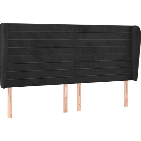 Maison Exclusive - Testiera ad Orecchio Nera 183x23x118/128 cm in Velluto