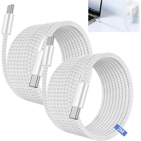 Lot de 2 Câble USB C vers USB C [2m+2m], Câble USBC Charge Rapide 60W, Nylon Tressé Câble Chargeur pour i-Phone 15 16 17 Pro Max/Pro/Plus, Samsung Galaxy S25/S24/S23/S22, iPad Pro MacBook Air (1/5)