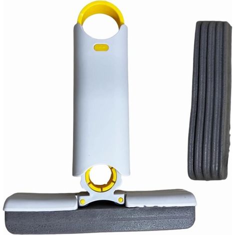 Mini-Mopp, saugfähig, handwaschbar – Schwamm-Moppköpfe, manuelles Auswringen, tragbar, Schreibtischreinigung für Küche/Badezimmer/Fenster/Fliesen/Auto. 1 Griff, 2 Moppköpfe (1/5)