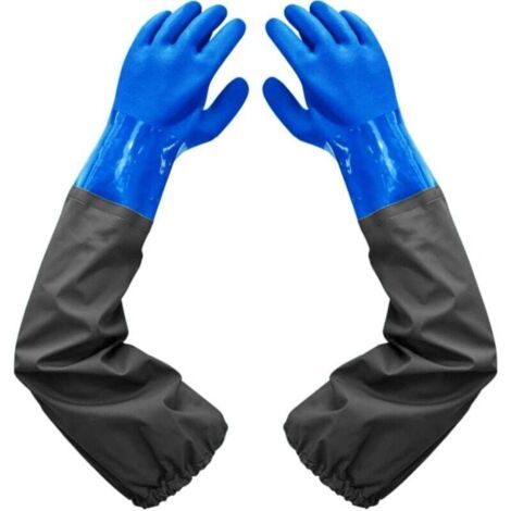 Pair Mattierte, wasserdichte Handschuhe – Dehnbare Gummihandschuhe – Teichreinigungshandschuhe, 66 cm lang, beflocktes Futter, elastische Bündchen, für die chemische Industrie, Landwirtschaft, Fischer