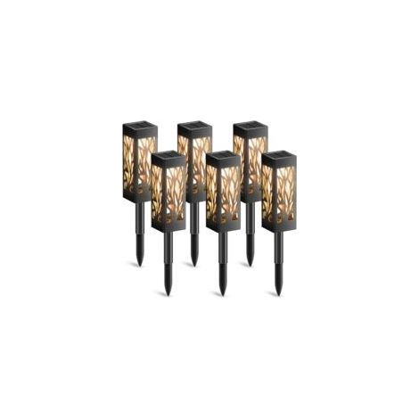 Lampes solaires de jardin d'extérieur, ensemble de 6 pièces, lumière chaude, IP65, avec fonction marche/arrêt automatique, adaptées aux patios. (1/5)