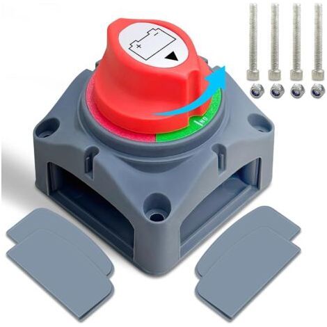 coupe circuit batterie 12v 24v, réglable 180 degrés étanche interrupteur à lame disjoncteur de batterie, pour bateaux, motos, yachts, voitures, véhicules automobiles, marine et caravanes (1/5)