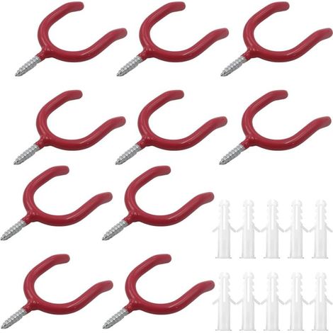 Lot de 10 crochets robustes pour garage, échelle, abri de jardin, accessoires de jardin, supports de rangement (1/5)