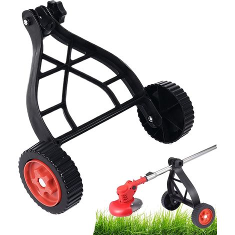 Roue de support pour tondeuse à gazon, roue pour débroussailleuse portable, roue de support réglable, roues de support réglables compatibles avec les débroussailleuses et accessoires pour coupe-bordur (1/5)