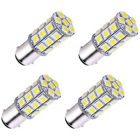 Set of 4 Ba15d 5050 27 SMD Super White LED Bulbs for Car, Boat, Camper (1/4)