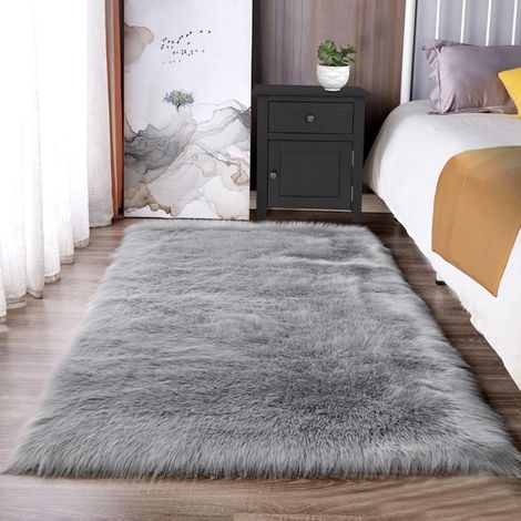 Fausse Fourrure Mouton 60x90cm Luxe Ultra Doux Salon Chambre Canapé Décoration Moderne Facile à Nettoyer (1/4)
