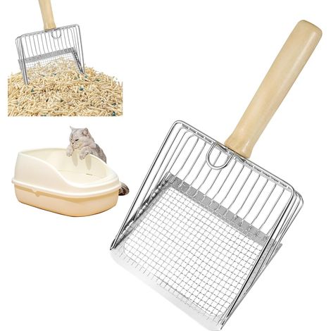 Pelle métal profonde, trous 7 mm, idéale litière agglomérante (1/4)