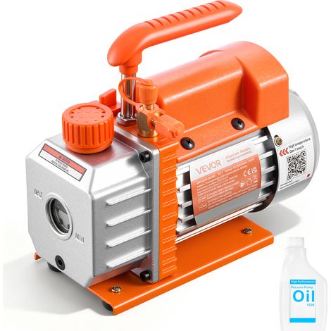 VEVOR Pompa per Vuoto 3,5 CFM 99 L/min Monostadio, Pompa per Vuoto a Palette Rotanti Monostadio HVAC per Sistema R134a R22 R410a, Motore a 4 Poli per Manutenzione di Aria Condizionata Auto