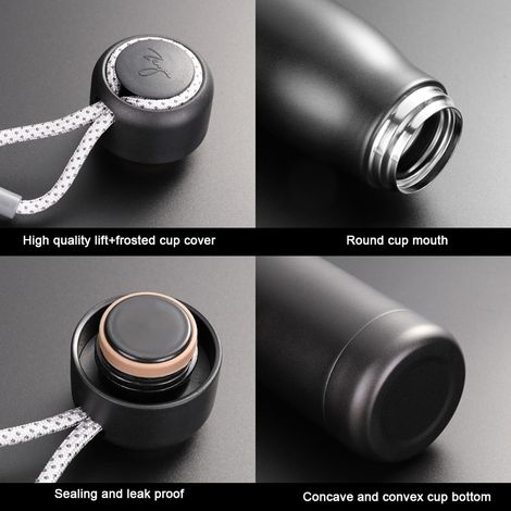 Bouteille d'eau isotherme en acier inoxydable, réutilisable, style gourde de sport (1/5)