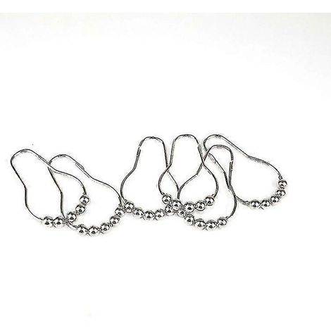 Lot de 14 anneaux à roulettes pour rideau de douche, en acier inoxydable chromé antirouille, couleur argent. (1/5)