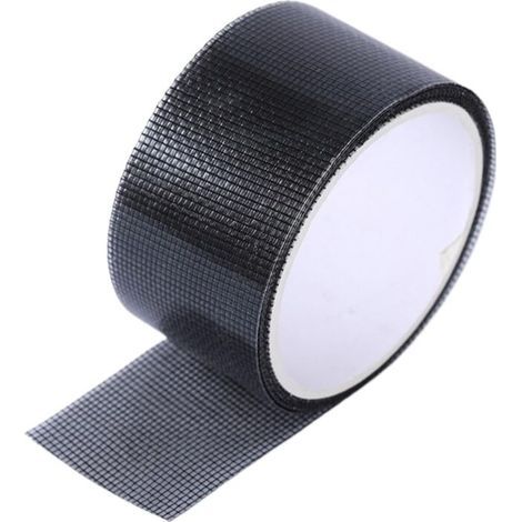 Pair Ruban adhésif de réparation d'écran de 5 cm de large, 2 mètres/paquet, adhésif puissant, imperméable, en fibre de verre, couverture instantanée, grille détachable (noir, 2 pièces) (1/5)