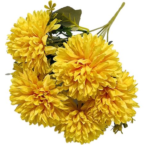 Fleurs Artificielles - Bouquet Automnal - Décoration Intérieure Maison Mariage Noël - Jaune - 1 Pièce (1/5)