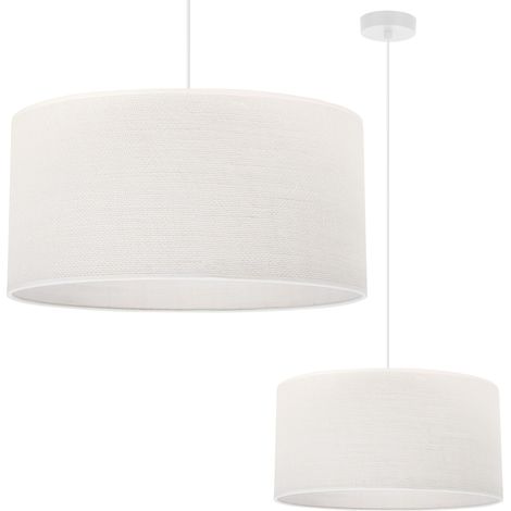 LAMPE À SUSPENSION JUTE BLANC 1-PLA ABAT-JOUR BLANC 35CM E27 (1/5)