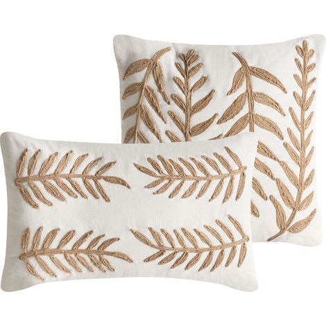 Dekokissen 2er Set GARCINIA Baumwolle 30 x 50 cm 45 x 45 cm Weiß Blumenmuster