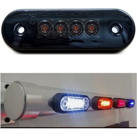 Feu de gabarit/feu de marquage à LED teinté fumé (Tokos), orange, 4 LED, 12–24 V – pour montage sur arceau de sécurité (rollbar)