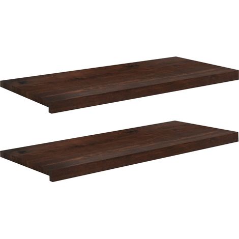 Appuis de fenêtre Rebord intérieur en bois de hêtre massif Marron foncé Lot de 2, 13.8kg (1/5)