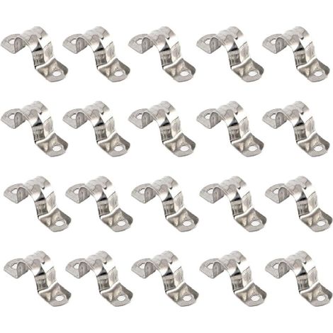M25 2-Hole Strap Clips U-Shape Stainless Steel Strap Clips Heavy Duty Tension Clips for Fixing Water Pipe and Gas Pipe (1/5)
