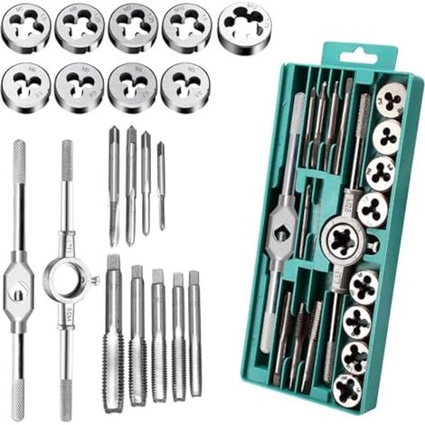 Set de taraudage Outil de perçage de filetage : Ensemble d'outils de taraudage de 20 pièces, Outil de taraudage de filetage de M3 à M12, Ensemble de taraudage de haute précision, Boîte à outils (1/5)