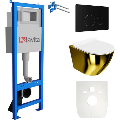 LAVITA WC Set mit Vorwandelement, Wand-WC und Spülknopf (1/5)