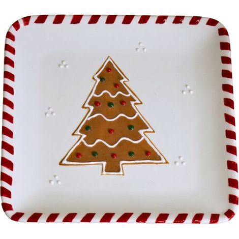 Piatto natalizio in ceramica dipinto a mano, 22x22x2,5 cm