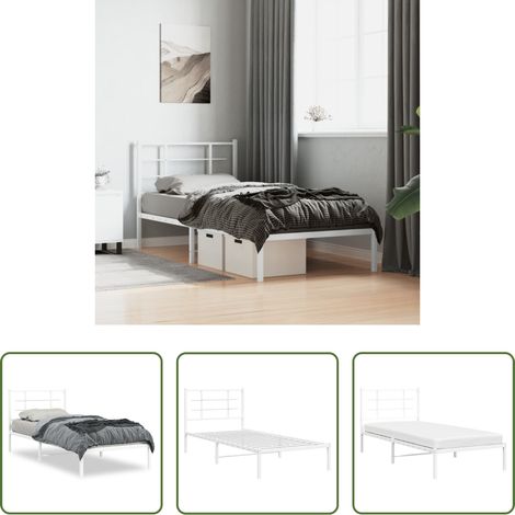 vidaXL Estructura cama sin colchón con cabecero metal blanco 90x190 cm (1/5)