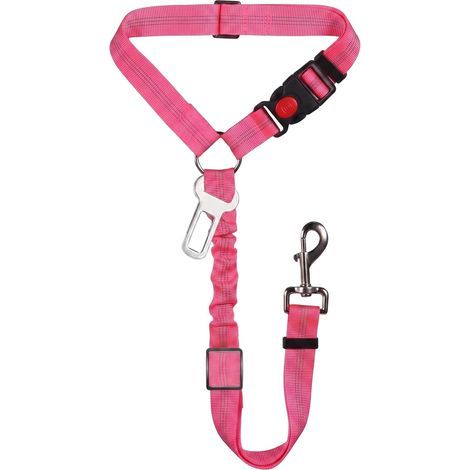 Réglable Ceinture securite Chien Voiture, Coussin élastique Anti-Vibration Ceinture sécurité Chien Convient aux Voitures (Rose rouge) (1/5)