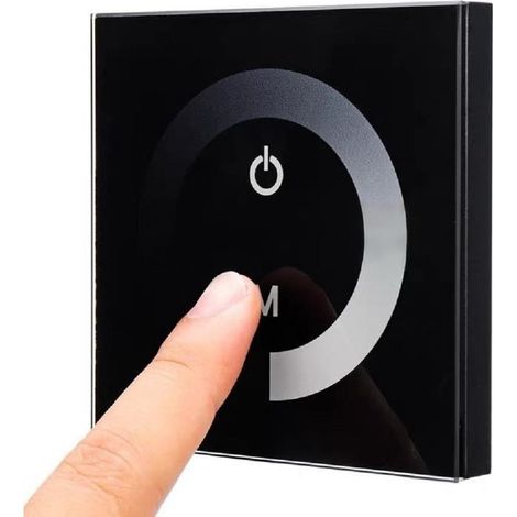 (Noir)Panneau tactile mural avec variateur d'intensité réglable 12 V 24 V CC pour bande lumineuse LED monocouleur (1/5)