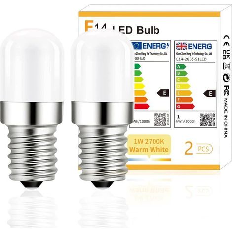 Ampoule LED E14, blanc chaud 2700K, 1W, équivalent à 15W, non dimmable, pour réfrigérateur, lampe à sel, etc. (1/5)