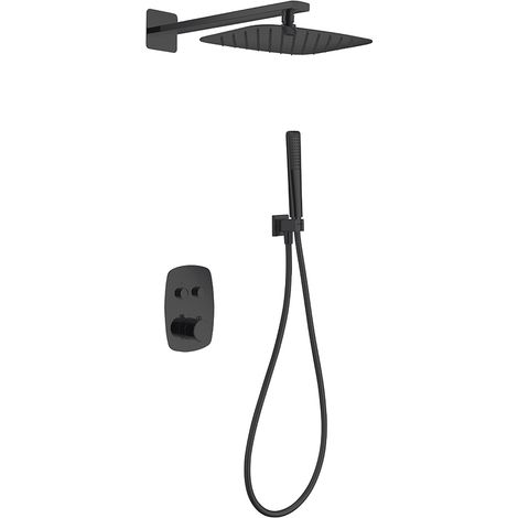 Colonna doccia incassata con termostato  Modello HIDRA  Testa doccia di dimensioni standard  Colore nero con finitura opaca [ IMEX® ] (1/5)