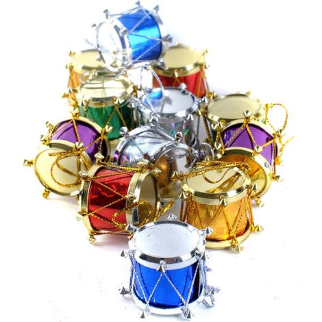 Guirlande De Tambour De Noël - Décoration Arbre Festif Avec Anneau De Suspension - Lot De 12 Pièces - 2,5 Cm (1/5)