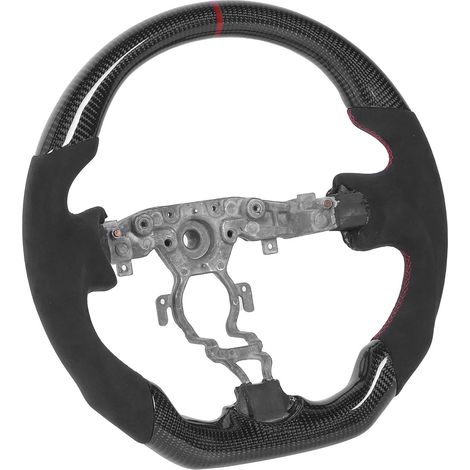 Volant en Fibre de Carbone, Volant à Fond Plat de Type D, Design de Course, Volants Automobiles en Daim en Fibre de Carbone avec Coutures Rouges (1/5)