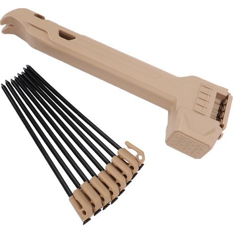 Marteau de piquet de tente, maillet de Camping en acier au carbone avec extracteur de clous, ouvre-bouteille, kaki (1/5)