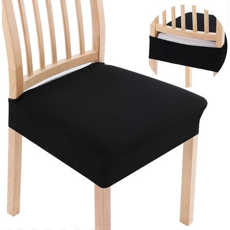 Ensemble de 2 housses de chaise de salle à manger extensibles en jacquard, amovibles et lavables, noires, compatibles avec les coussins d'assise de 40 à 48 cm x 40 à 48 cm, sans housses pour le dossie (1/4)