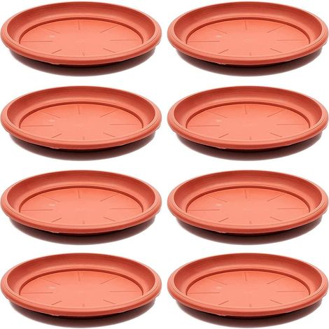 Ensemble de 3 soucoupes rondes pour pots de fleurs, couleur terre cuite, ø19 cm, pour pots en plastique, plateau (1/5)
