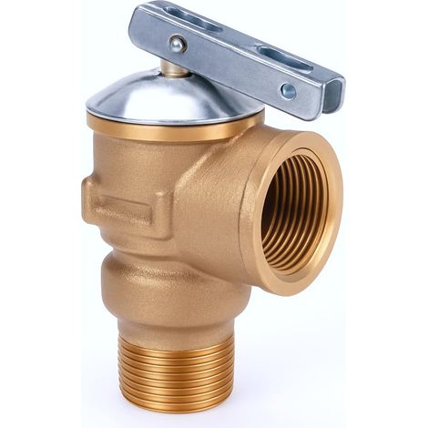 Soupape de décharge de pression et de température, soupape de décharge de pression en laiton 3/4 NPT 150 PSI pour chauffe-eau (1/5)