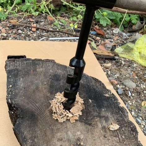 Tarière à Bois Manuelle, φ16x230mm, Perceuse à Main Bushcraft en Acier au Carbone, Tarière Manuelle Bois Polyvalente pour Aventure Extérieure, Camping, Travail du Bois (1/5)