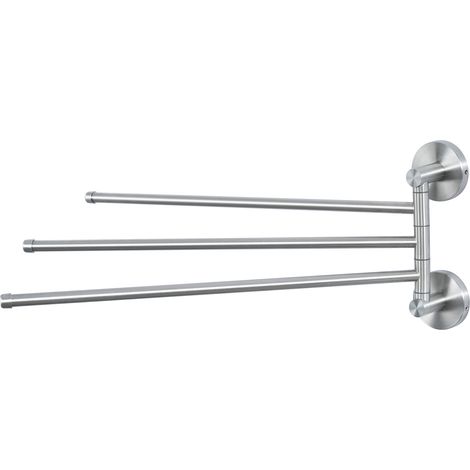 Porte Serviette Pivotant avec 3 Barres de 40CM Porte-serviette Mural en Acier Inox pour Salle de Bain, Cuisine
