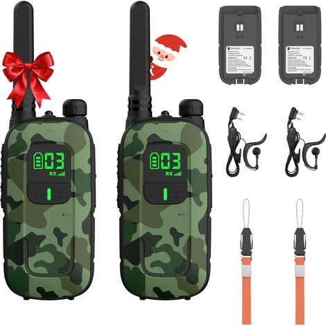 Talkie Walkie, Rechargeable Takie-Walkie Longue Portée, 16 Canaux avec VOX, Lampe Torche, Casque, Chargement USB pour Camping, randonnée, 2 Packs (1/5)