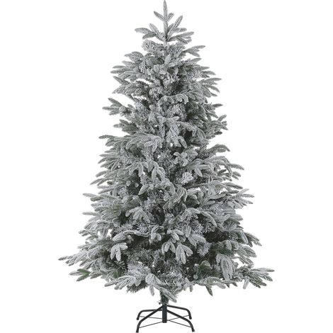 Beliani – Sapin de Noël artificiel 180 cm – Effet neige naturelle – Branches ajustables – Base métal stable – Pour intérieur uniquement
