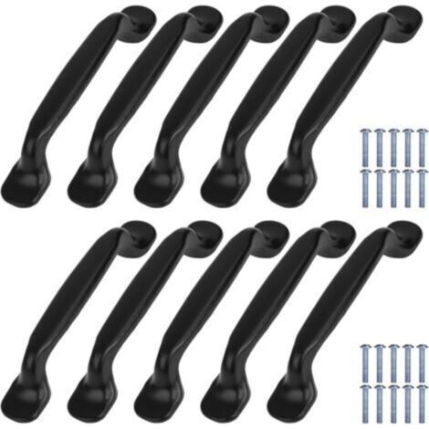 Poignées de Porte Cuisine Armoire 10Pcs Noire Meubles Poignée Tire Avec Vis pour Cuisine Chambre Placard Tiroir, Alliage Aluminium Bouton Entraxe de Trous 96mm (1/4)