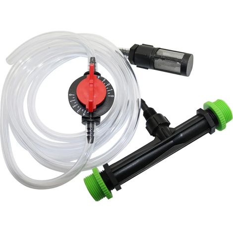 (noir) Kit d'injecteur d'engrais Venturi pour l'agriculture avec raccord fileté de 1/2 pouce à 3/4 pouce pour l'irrigation en serre, injecteur d'ozone (1 jeu) (1/4)