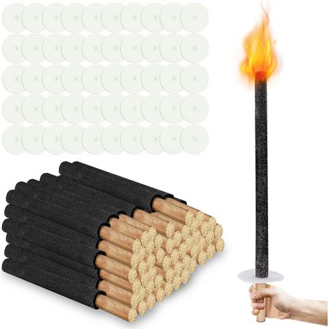 Wolketon Torche de jardin lampe huile pour dehors torches à cire Torche jardin 42cm lot de 150 combustion 45 min